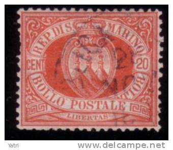 Repubblica Di San Marino - 1877 20 C. Cifra In Cornice Ovale - Annullato (U) - Usados