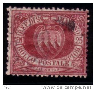 Repubblica Di San Marino - 1877 25 C. Cifra In Cornice Ovale - Annullato (U) - Usados