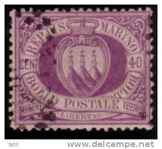 Repubblica Di San Marino - 1877 40 C. Cifra In Cornice Ovale - Annullato (U) - Oblitérés