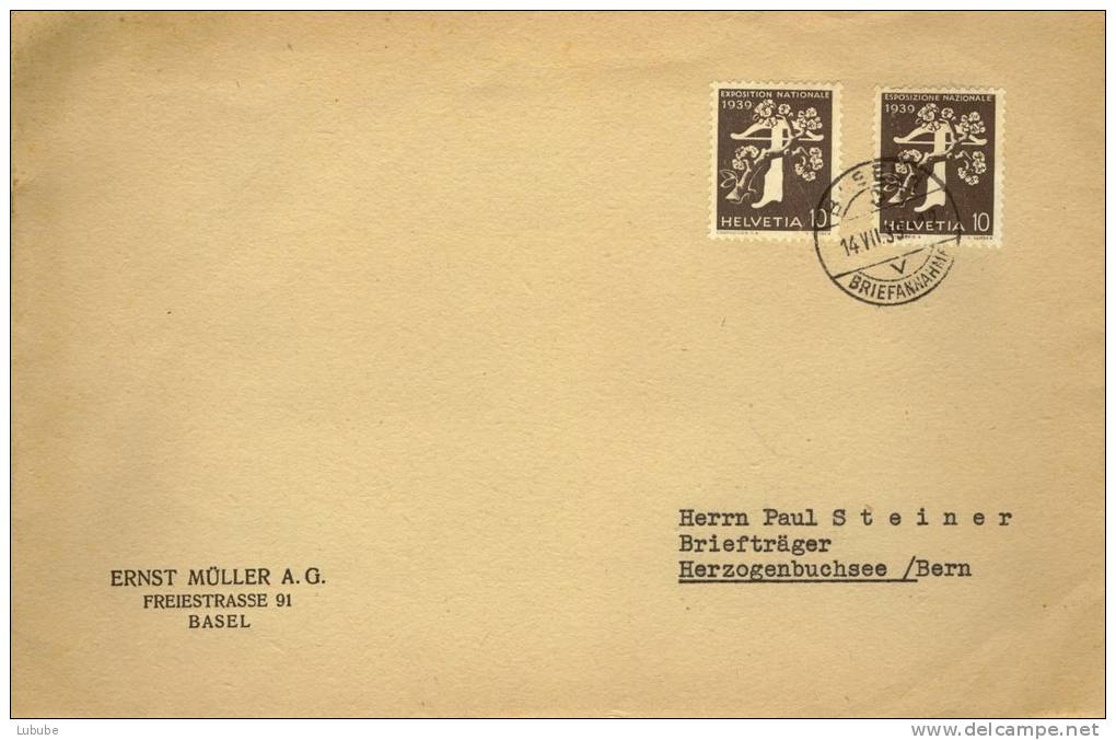 Mischfrankatur  Landi (fr + It)  Basel - Herzogenbuchsee       1939 - Lettres & Documents