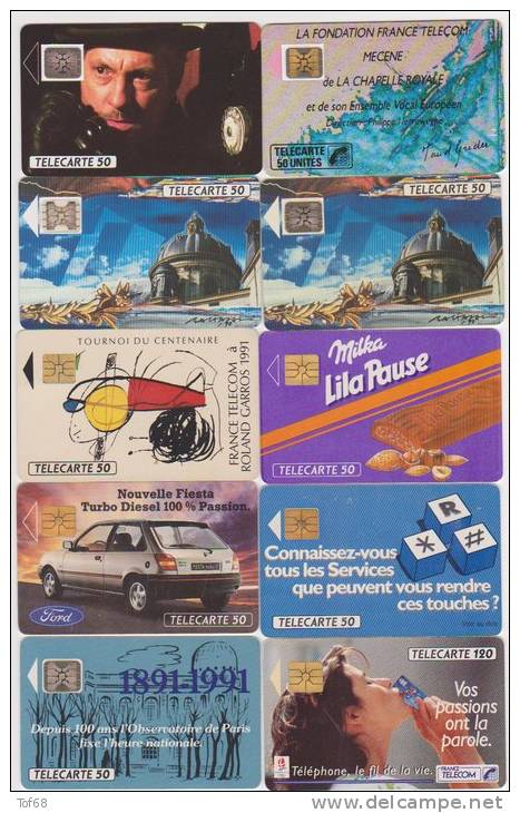 Lot De 10 Télecartes France - 1990