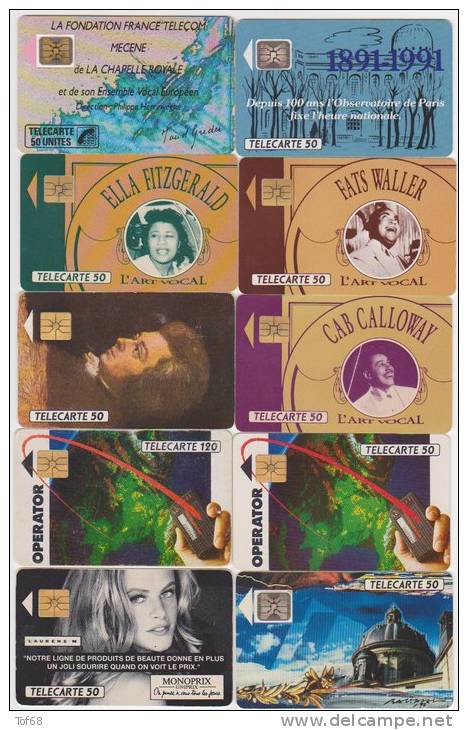 Lot De 10 Télecartes France - 1990