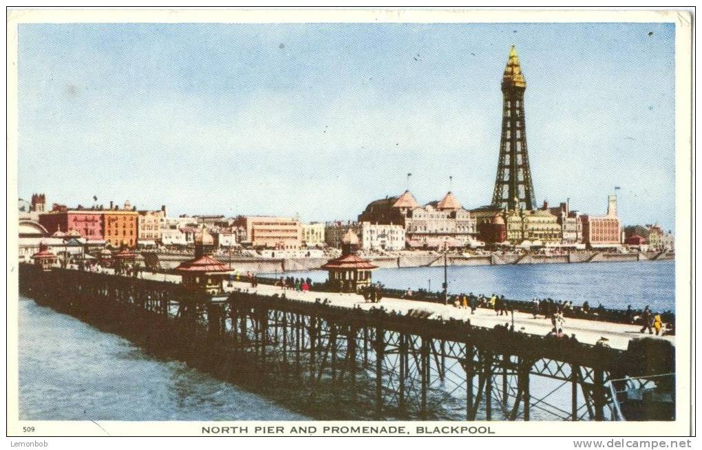 UK, United Kingdom, North Pier And Promenade, Blackpool, 1953 Used Postcard [P7420] - Blackpool