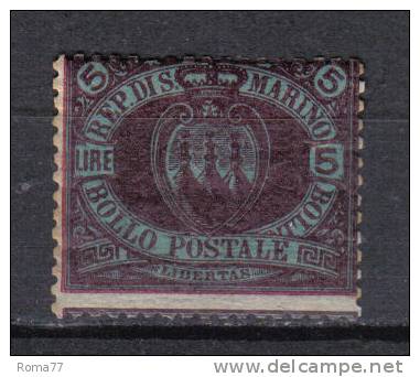 R51 - SAN MARINO 1892 ,   5 Lire N. 22  *  Mint - Ungebraucht