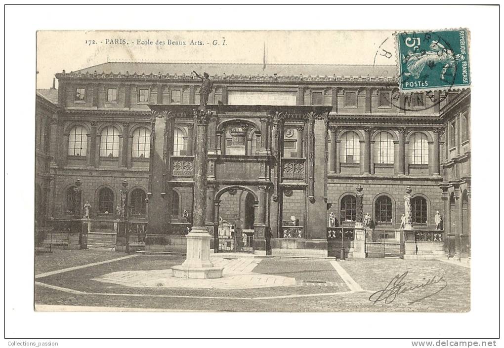 Cp, 75, Paris, Ecole Des Beaux Arts, Voyagée 1911 - Autres & Non Classés