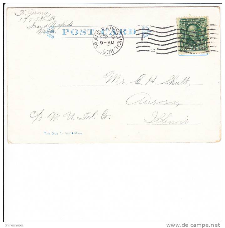 Y M C A Grand Rapids Michigan Postmark 1908 Undivided Back Postcard - Grand Rapids