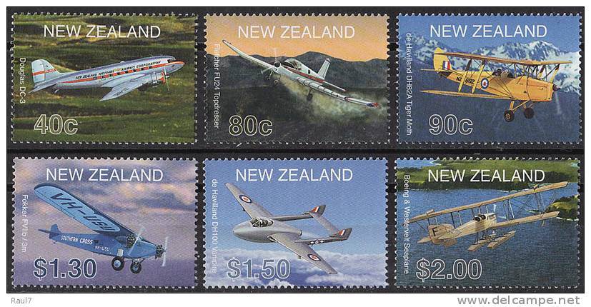 NEW ZEALAND, AVIONS DIVERS 6V  NEUFS *** (MNH SET) - Neufs