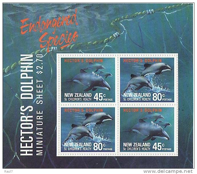 NEW ZEALAND, DOPHINS 1 BF NEUF *** (MNH SHEET) - Unused Stamps