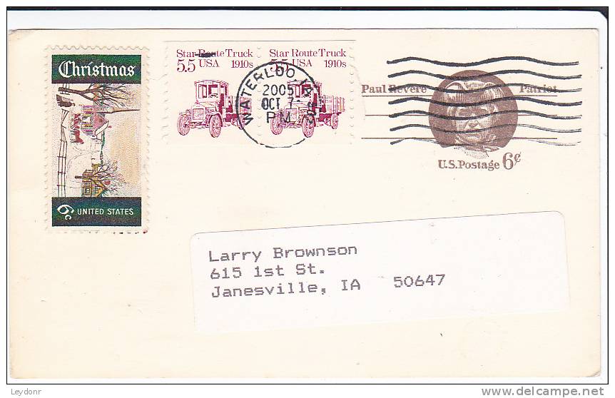 Postal Card - Paul Revere - Scott # UX58 - Cedar Valley Stamp Club - 1961-80