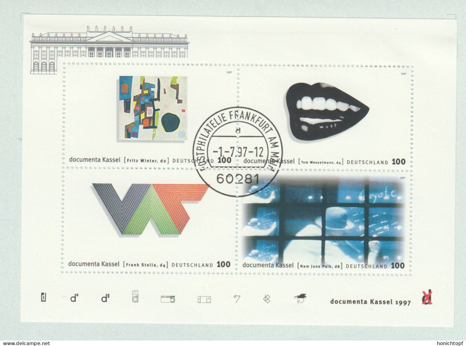 Deutschland; 1997; MiNr 1927/30 O Block 39; Dokumenta Kassel Sonderblatt - Other & Unclassified