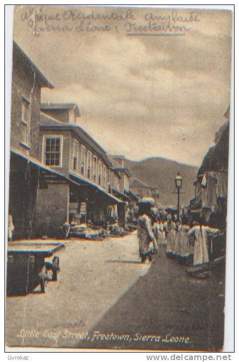 Sierra Leone, Freetown, Little East Street, Carte Postale Ayant Circulé En 1907, Timbre Absent (décollé) - Sierra Leone