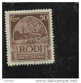 EGEO 1932 PITTORICA  50 C MNH DENT. 14 - Aegean