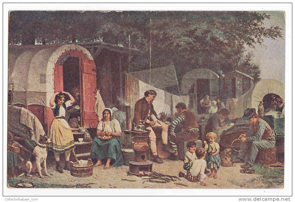 [W948] Very Interesting &amp; Full Of Details Gypsies Camping Ca1900 Vintage Postcard - Ethnic Dresses - - Sin Clasificación