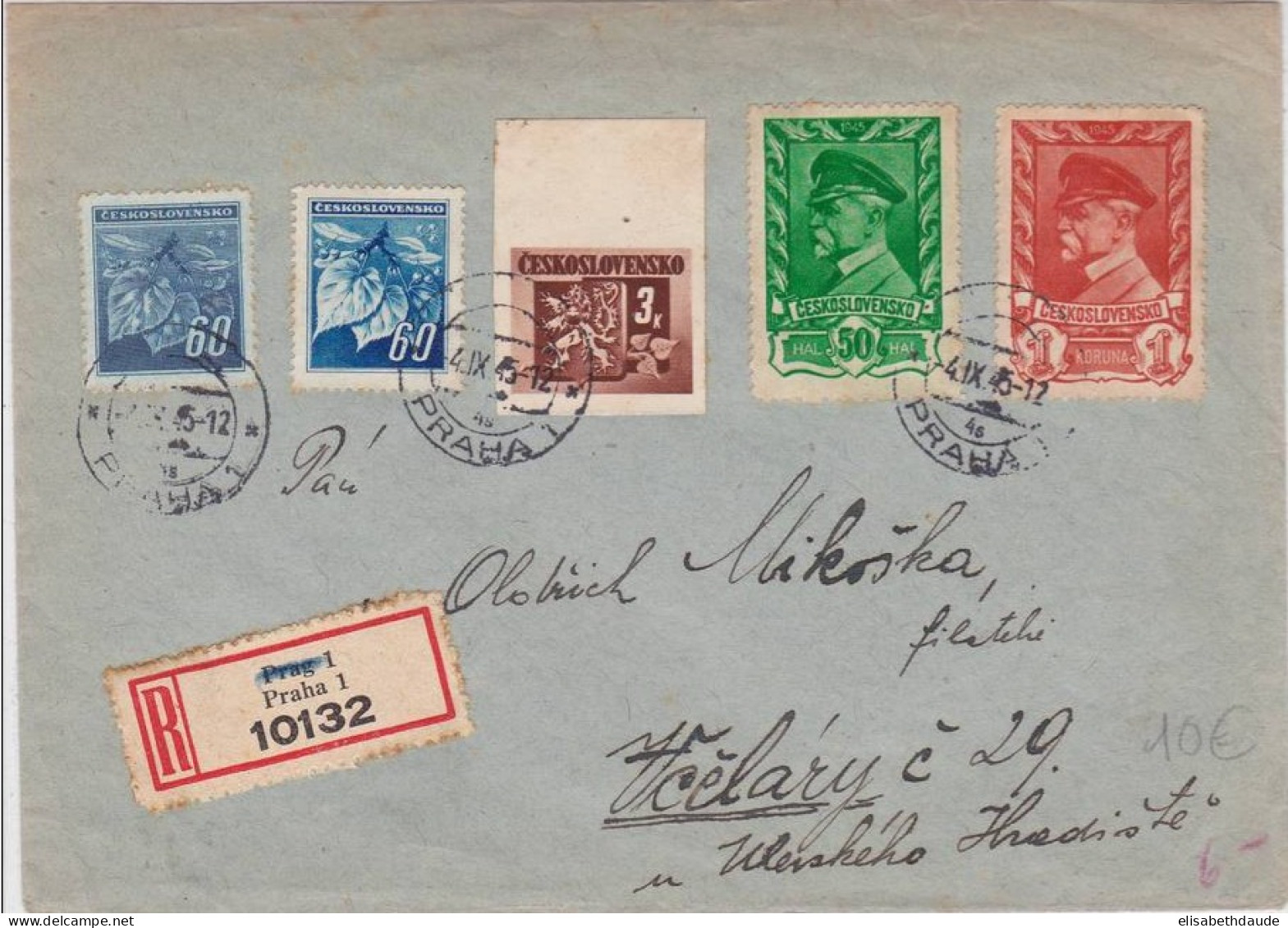 TCHECOSLOVAQUIE - 1945 - ENVELOPPE RECOMMANDEE De PRAGUE - Briefe U. Dokumente