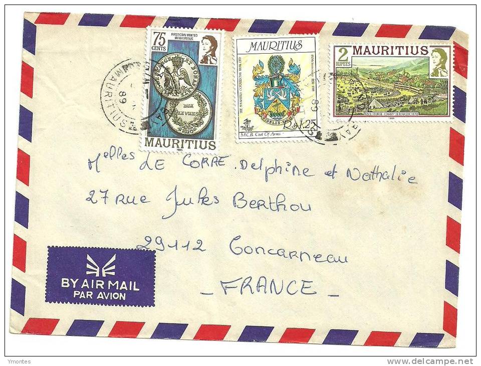 Cover Mauritius To France 1989 - Mauritius (1968-...)