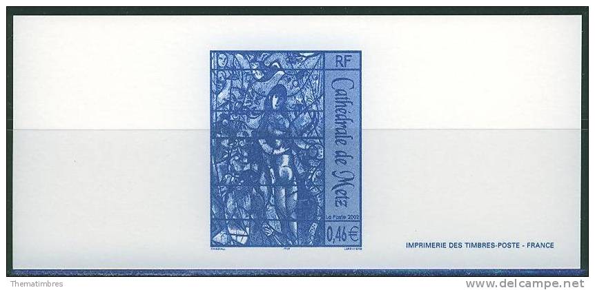 GRA3498 Vitrail De Chagall Eve Et Le Serpent Cathedrale De Metz 3498 France 2002 Gravure Officielle - Verres & Vitraux