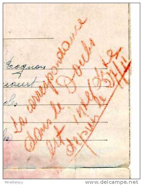 WWII / GUERRE 39-45 / PRISONNIER DE GUERRE / M STAMMLAGER V B / AUDINCOURT DOUBS / LETTRE REPONSE / MENTION AU DOS - Guerre Mondiale (Première)