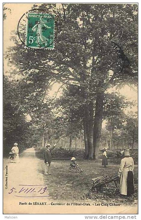 Essonne - Ref A266- Foret De Senart - Carrefour De L Hotel Dieu -les Cinq Chenes -theme Arbres  - Carte Bon Etat  - - Sénart