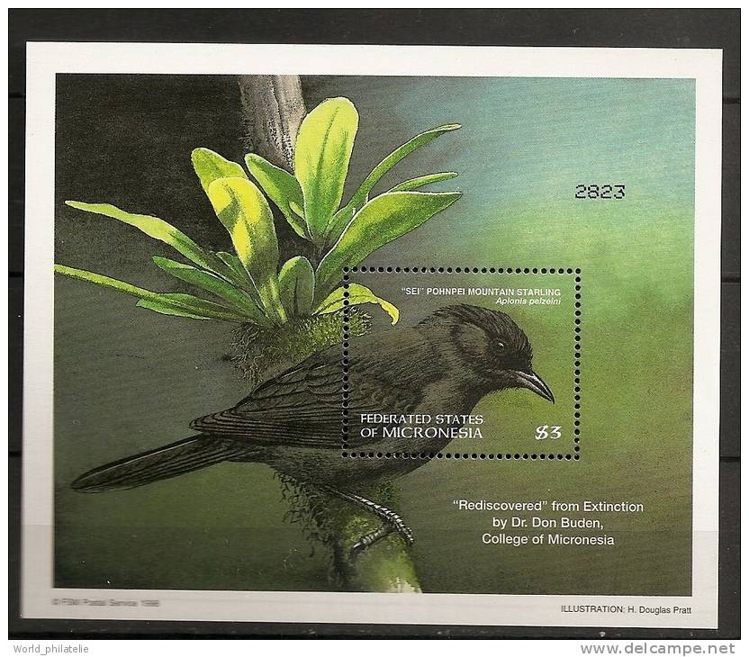 Micronésie Micronesia 1998 N° BF 48 ** Faune Endémique, Oiseau, Aplonis Pelzelni, Plante - Micronesië