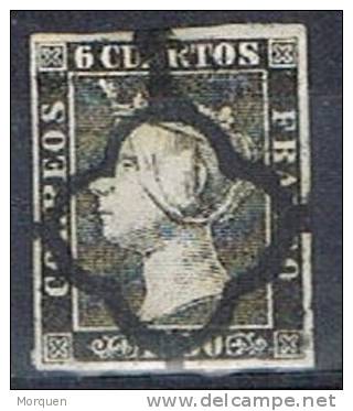 Sello  6 Cuartos Isabel II 1850, VARIEDAD Num 1A º - Usados