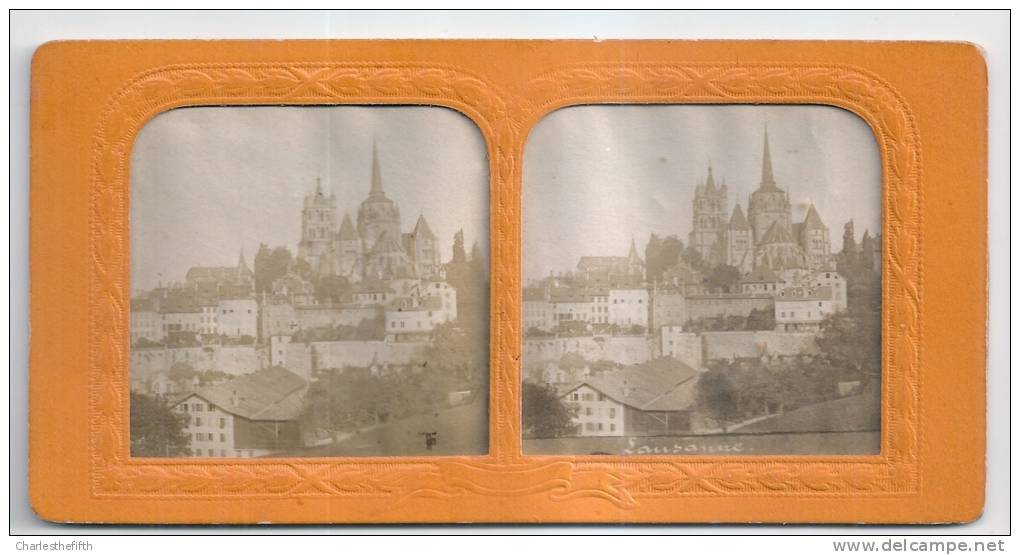 VUE STEREOSCOPIQUE ALBUMINE ( 1870) - LAUSANNE PANORAMA - TRES RARE - Visionneuses Stéréoscopiques