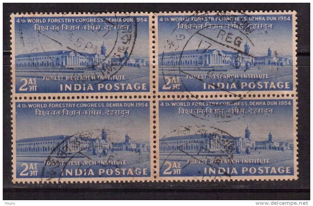 India Used Block Of 4, 1954, Forest Research - Blocs-feuillets