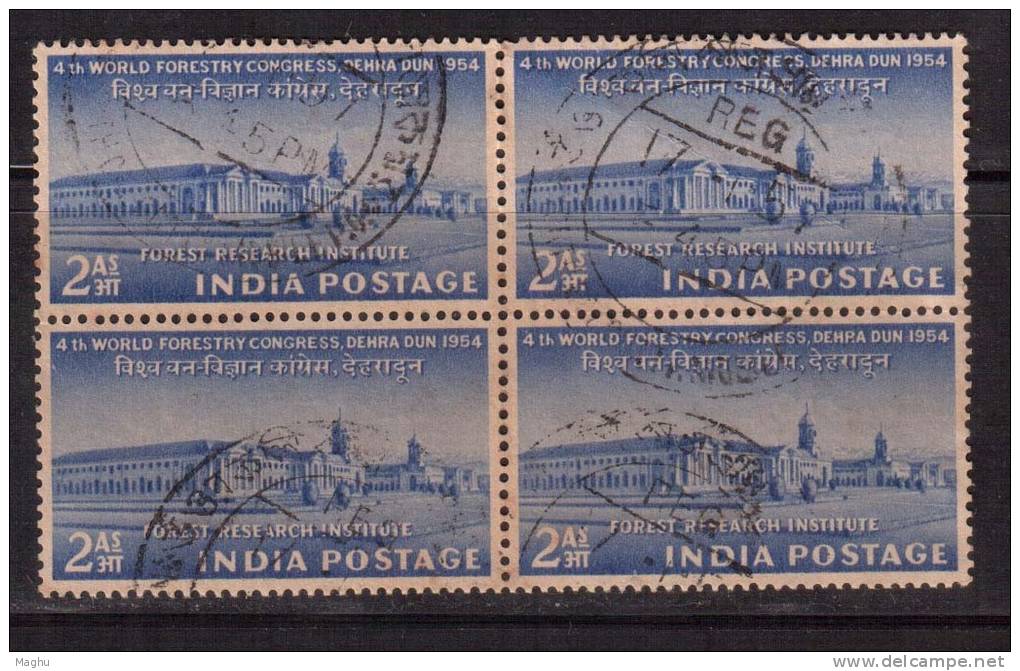 India Used Block Of 4, 1954, Forest Research - Blocchi & Foglietti