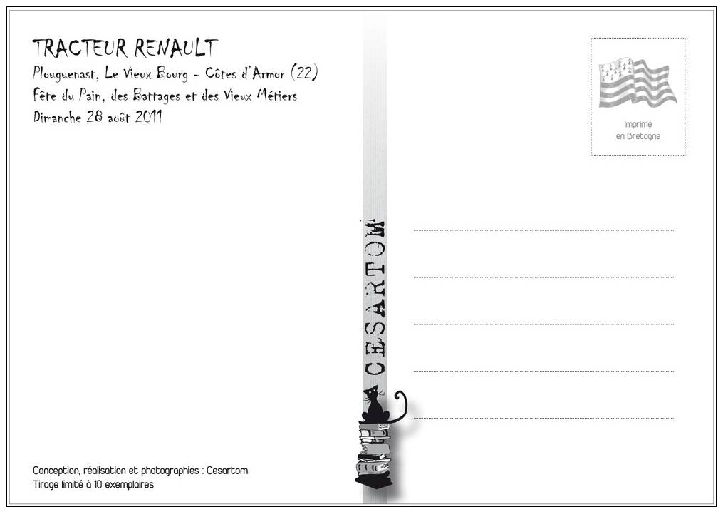 CPM - TRACTEUR RENAULT - Plouguenast 22 - Vieux Métiers - Tirage Limité - Otros & Sin Clasificación