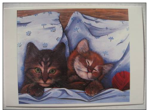 Illustration Chat Naifs Et Primitifs Thérèse Coustry  Dans De Beaux Draps - Cats