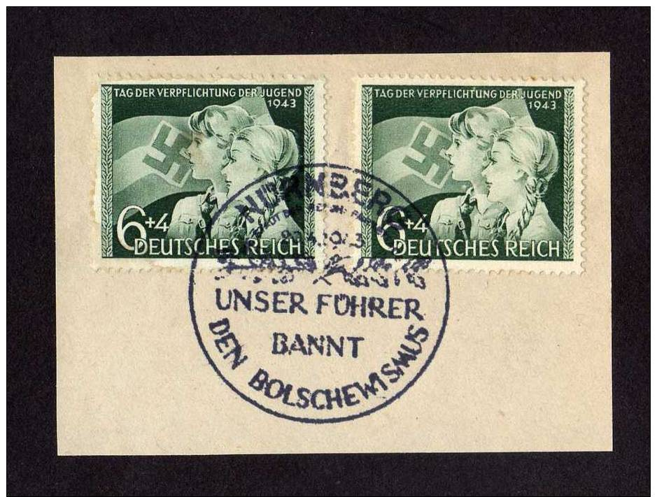 DR 1943, Briefstück Mit 2 X 843 , Tag Der Verpflichtung Der Jugend, SST Nürnberg - Briefe U. Dokumente