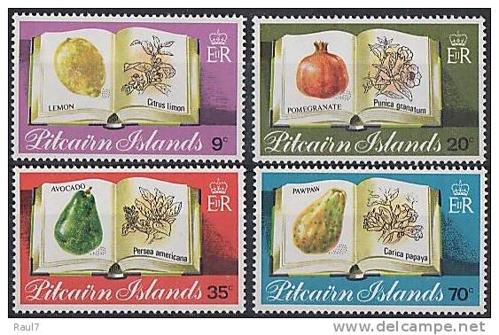 PITCAIRN  - Fruits Et Leurs Fleurs Sur Livre Ouvert- 4v Neufs*** (MNH SET) - Pitcairn Islands