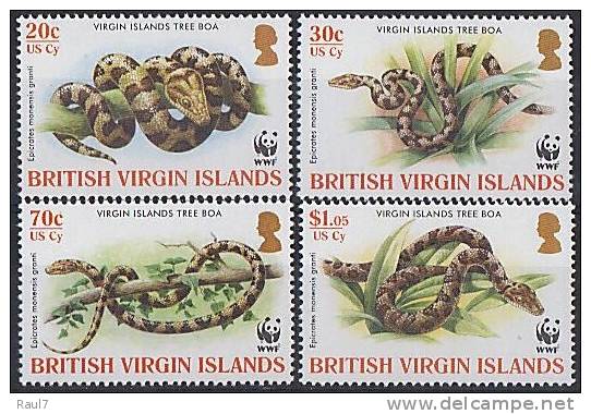 B.VIRGIN ISLANDS (Iles Vierges Brit) - WWF Rèptiles Serpents - 4v  Neufs*** (MNH SET) - British Virgin Islands