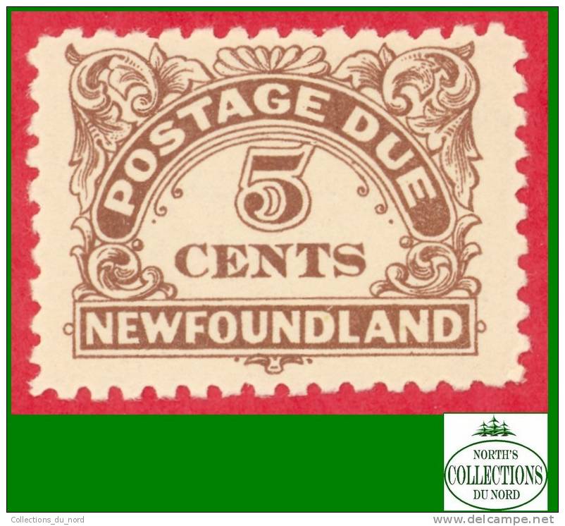 Canada Newfoundland - Postage Due - # J5 Scott - Unitrade - Mint - 5 Cents - Dated: 1939 - Back Of Book