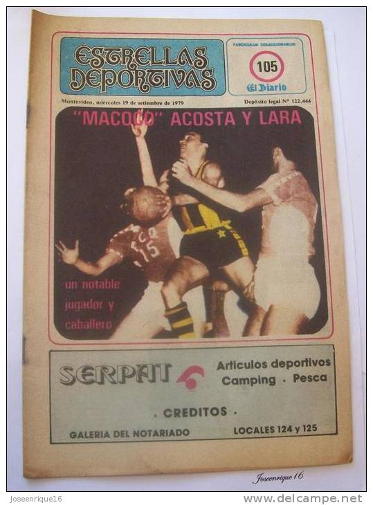 URUGUAY BASKETBALL BASQUETBOL. MACOCO ACOSTA Y LARA. MAGAZINE REVISTA DEPORTIVA N° 105  1979 - Altri & Non Classificati