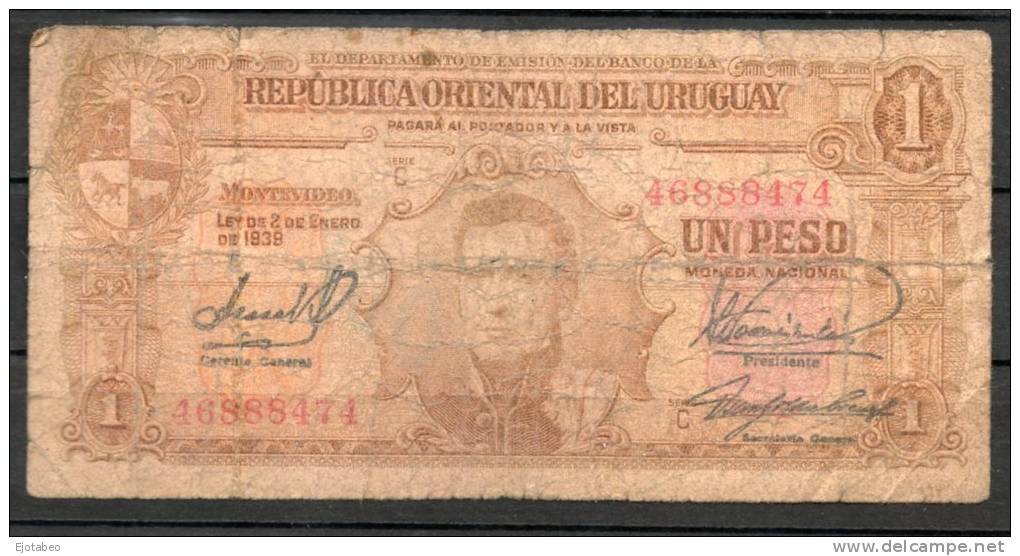 13- URUGUAY -1939 Billetes De 1 Peso Term. 474-Serie C - Uruguay
