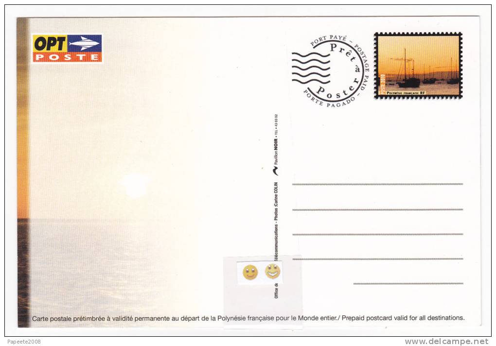 Polynésie Française / Tahiti - Carte Postale Prétimbrée 2010 Entier - " Le Rêve Polynésien / Coucher De Soleil " - Neuve - Unused Stamps