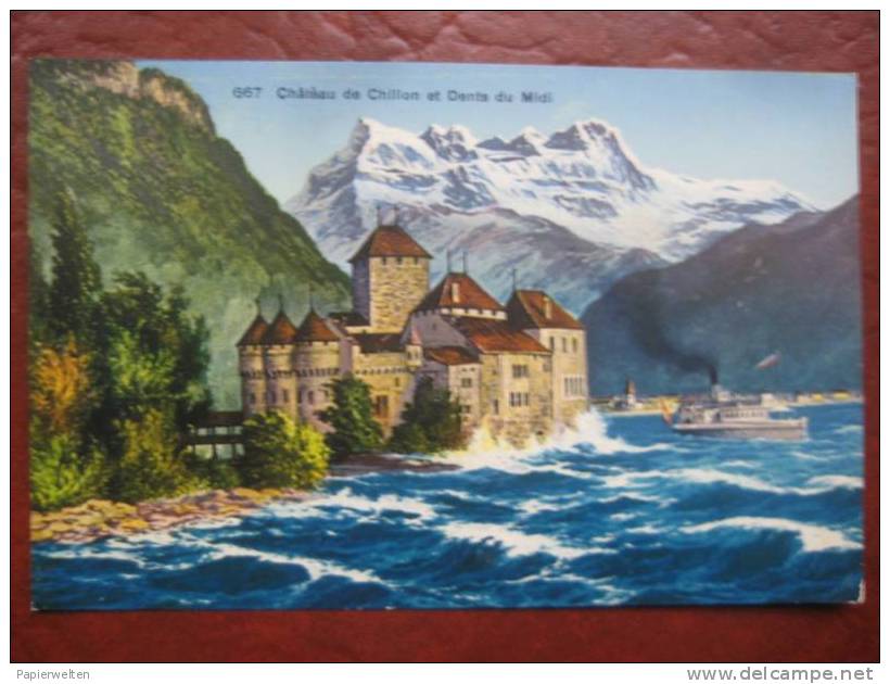 Veytaux (VD) - Künstlerkarte Chateau De Chillon Et Dents Du Midi - Veytaux