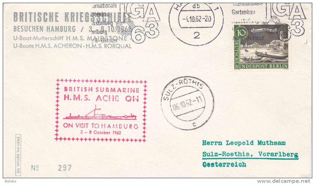 Allemagne - Berlin - Lettre De 1962 -  - Sous Marin Britanique H.M.S. Ache On - Sottomarini