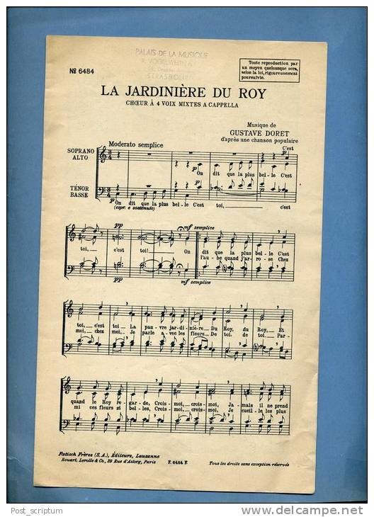 Partitions - La Jardinière Du Roy Choeur à 4 Voix Mixtes A Capella Musique De Gustave Doret - Gezang