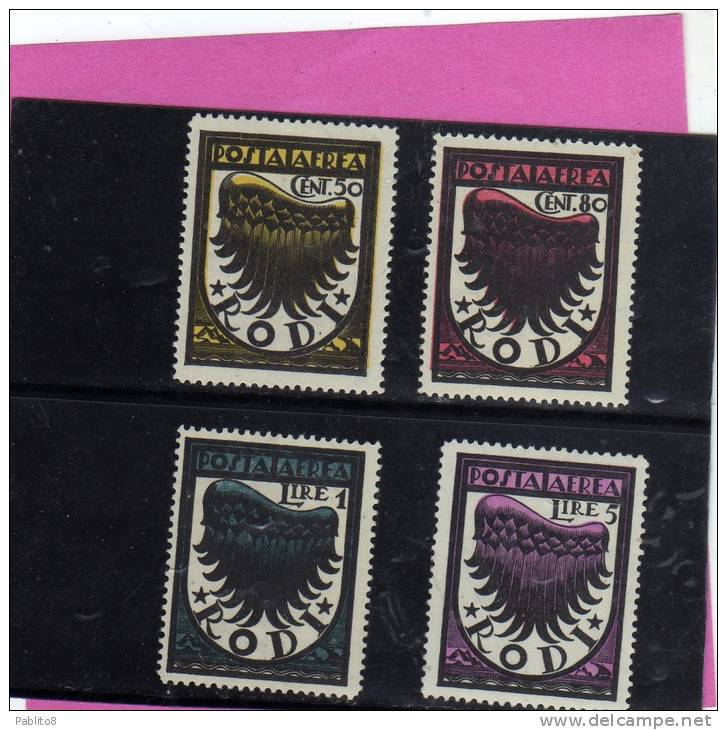 EGEO 1934 POSTA AEREA AIR MAIL ALA STILIZZATA STYLIZED WING SERIE COMPLETA COMPLETE SET MNH - Ägäis