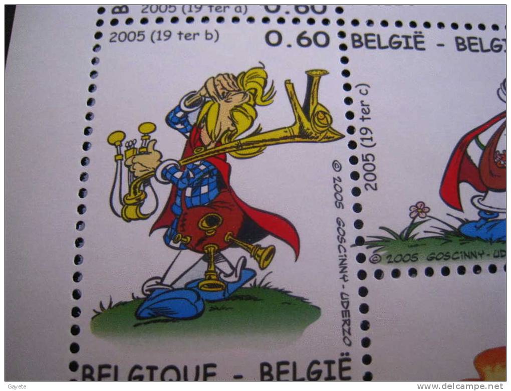 BELGIQUE. BD. UDERZO. GOSCINNY. ASTERIX CHEZ LES BELGES. OBELIX. 6 timbres.Pastiche d´une peinture de Breughel.