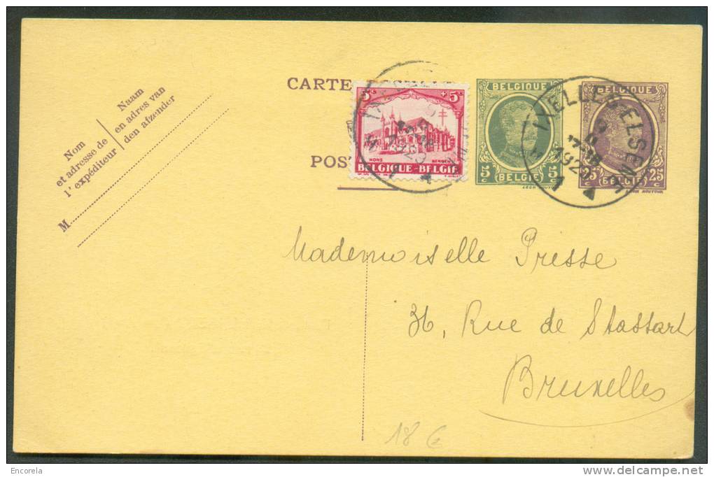 N°267 - 5 Centimes Cathédrale En Affr. C Ompl. S/E.P. Carte Houyoux 25 + 5 Centimes, Obl; Sc IXELLES 1 Du 9-II-1929 Vers - Cartes Postales 1909-1934