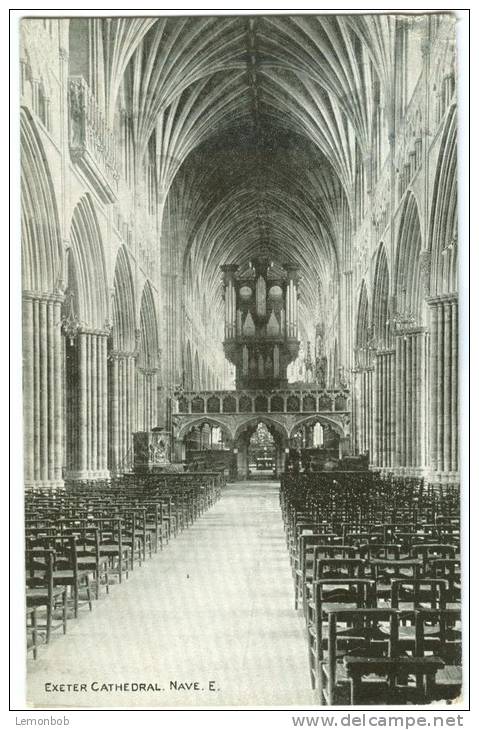 UK, United Kingdom, Exeter Cathedral, Nave E. – 1905 Used Postcard [P7604] - Exeter