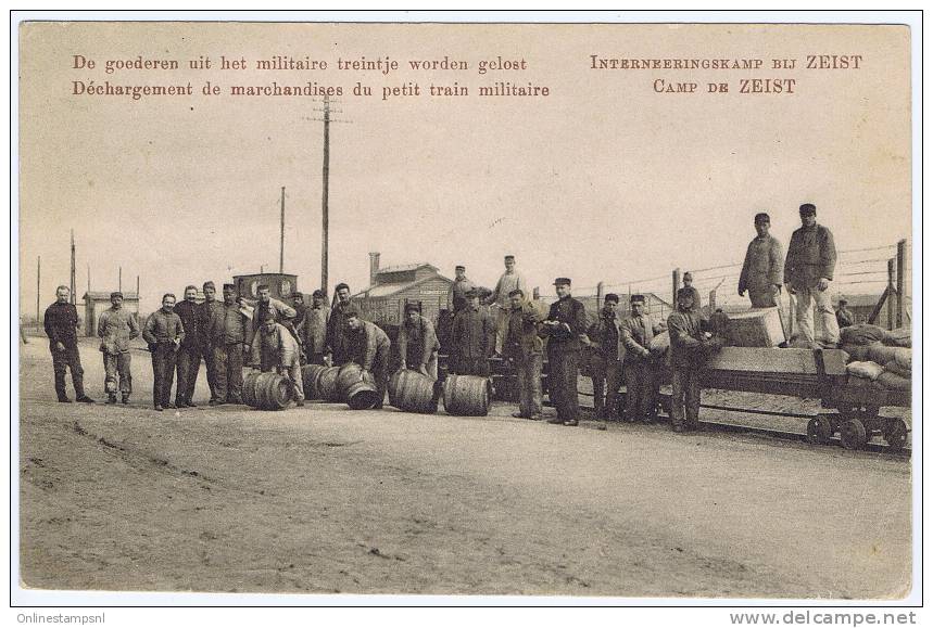 Netherlands Postcard Interneeringskamp Bij Zeist, Discharging Military Train,  Used 1916 - Poststempels/ Marcofilie