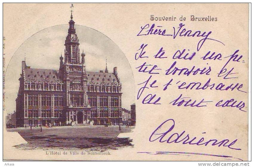 SCHAERBECK = Souvenir De Bruxelles = L'Hôtel De Ville  (Nels  Bxl  S.1  N° 10) 1900 - Schaarbeek - Schaerbeek