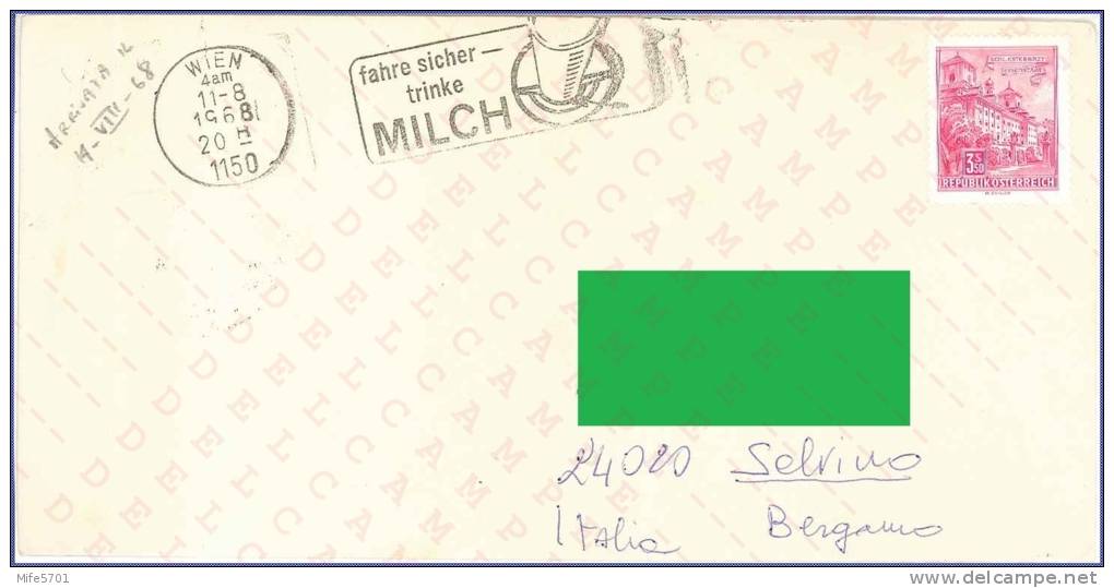 Austria: Da Vienna (Wien) A Selvino (BG) Italia -  S. 3.5 Francobollo N. 700 (Scott) - Annullo: 11/8/1968 - Storia Postale