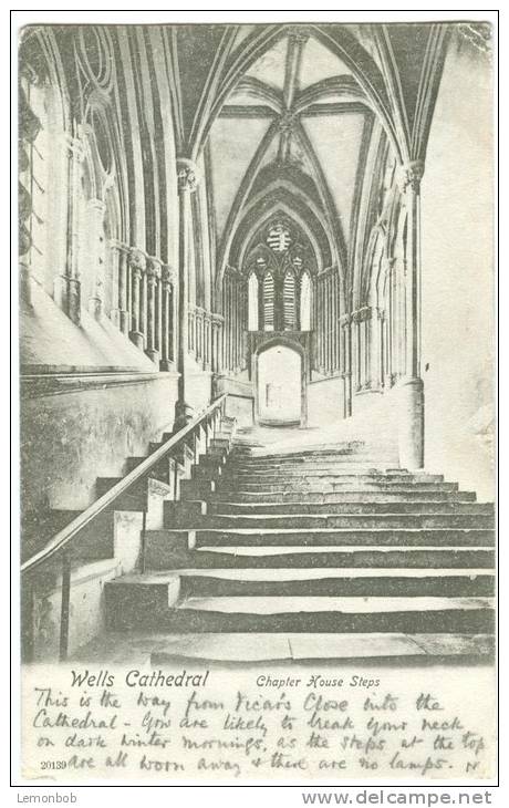 UK, United Kingdom, Wells Cathedral, Chapter House Steps, 1904 Used Postcard [P7609] - Wells