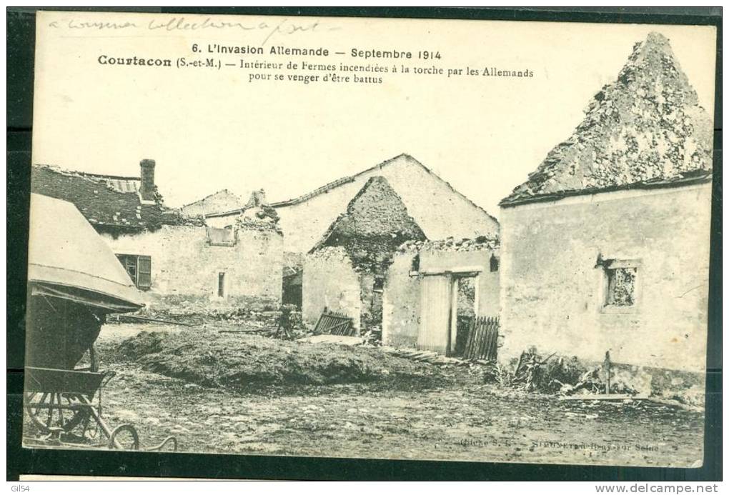 Septembre 1914 - Courtacon Après L'incendie - Interieur  Des Fermes Incendiées Par Les Allemands  - Su63 - Baillycarrois