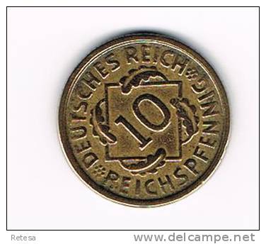 WEIMAR REPUBLIC  10 REICHSPFENNIG  1925 D - 10 Rentenpfennig & 10 Reichspfennig