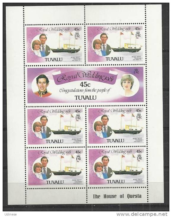 TUVALU 1981 - ROYAL WEDDING 45 - MINISHEET - MNH MINT NEUF NUEVO - Tuvalu